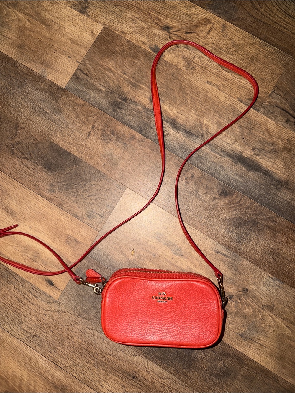 Coach Red Pebbled Leather Crossbody Camera Bag